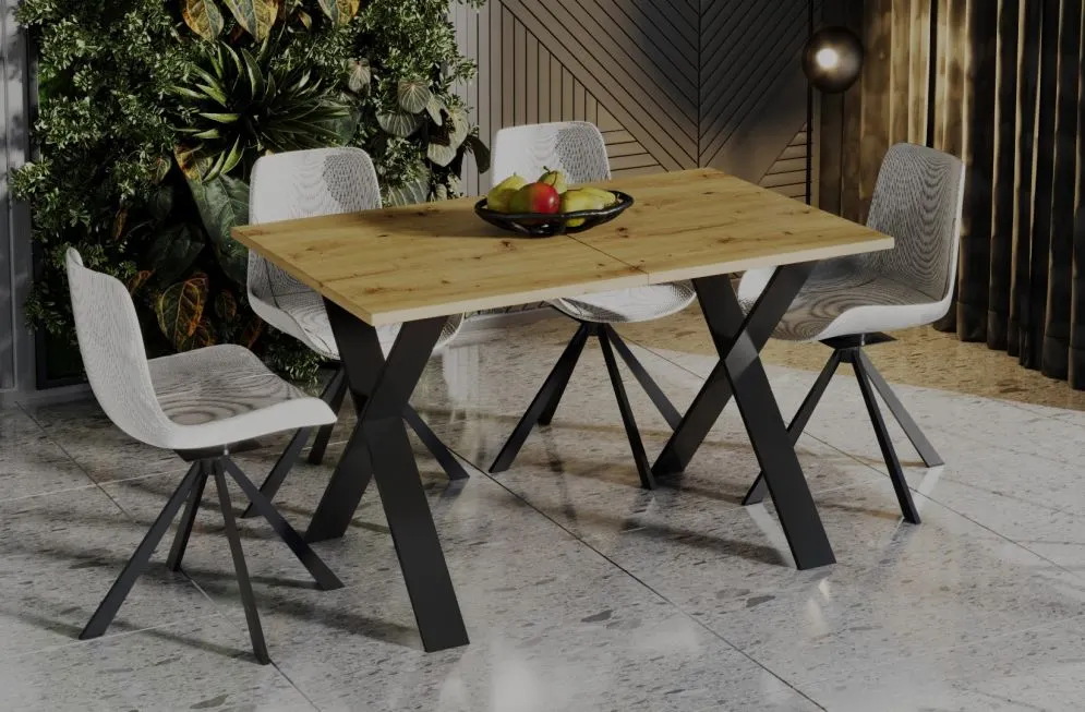 Stół rozkładany X 130(210)x80 dąb artisan polskiej produkcji I sklep meblowy MIRAT. styl LOFT