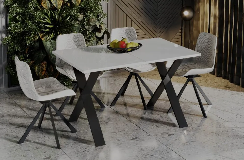 Stół rozkładany X 130(170)x80 biały połysk nowoczesny | MIRAT.