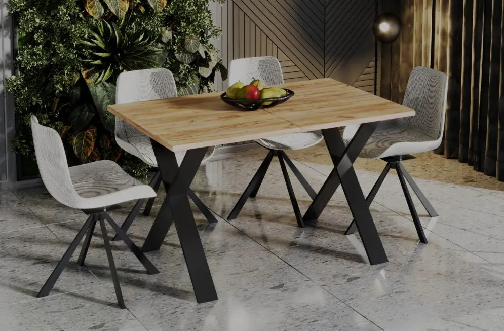 Stół rozkładany X 130(170)x80 dąb craft w stylu industrialnym | MIRAT.