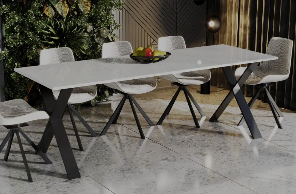 Stół rozkładany X 130(170)x80 biały połysk nowoczesny | MIRAT.