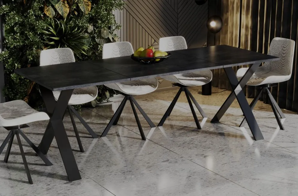 Stół rozkładany X 130(170)x80 beton ciemny nowoczesny | MIRAT.