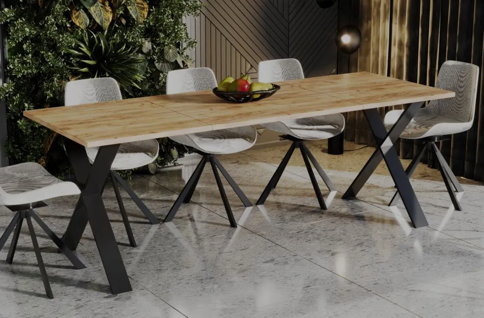 Stół rozkładany X 130(170)x80 dąb craft w stylu industrialnym | MIRAT.