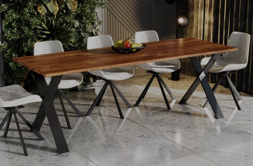 Stół rozkładany X 130(170)x80 dąb stirling duży polski | MIRAT.