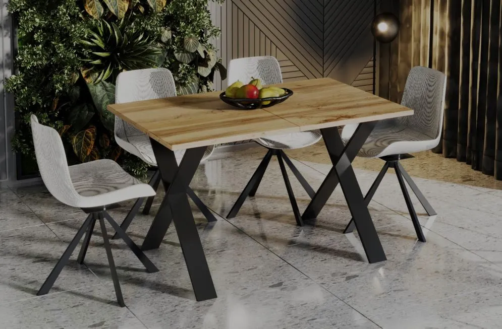 Stół rozkładany X 130(210)x80 dąb wotan w stylu industrialnym | MIRAT.