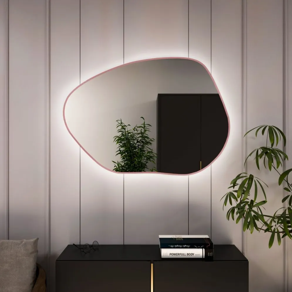 Minimalistyczne lustro łazienkowe PALETTA LED 90x64cm kolor ramki do wyboru I sklep meblowy MIRAT.