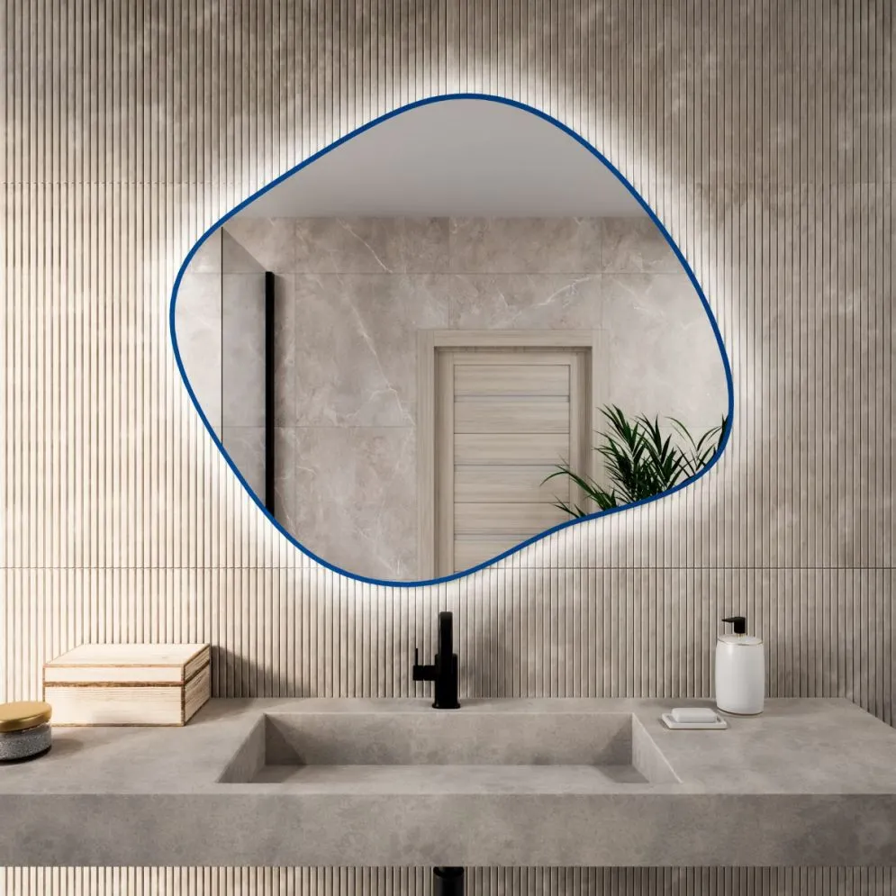 Minimalistyczne lustro łazienkowe CLOUD COLORS LED 100x86cm kolor ramki do wyboru I sklep meblowy MIRAT.