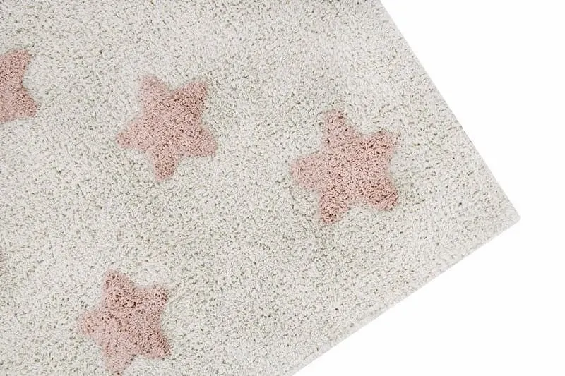 Dywan dziecięcy STARS NATURAL VINTAGE NUDE 120x160 beżowy w różowe gwiazdki | MIRAT.