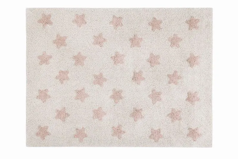 Dywan dziecięcy STARS NATURAL VINTAGE NUDE 120x160 beżowy w różowe gwiazdki | MIRAT.