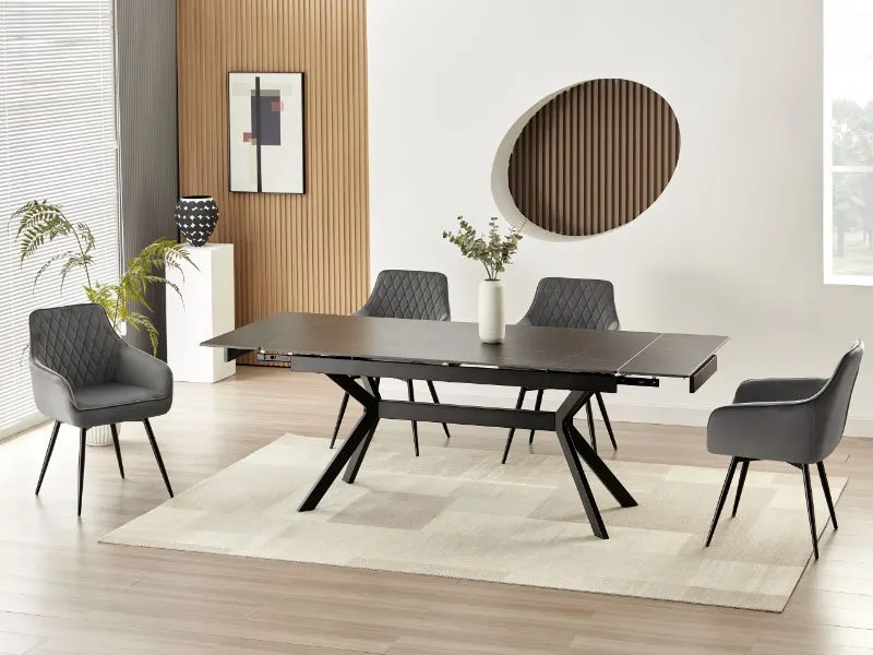 Stół ceramiczny industrialny Imperia 180-240 cm czarny | MIRAT styl LOFT