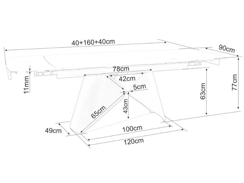 Elegancki stół ceramiczny Armando 160(240)x90 cm czarny mat | MIRAT styl LOFT