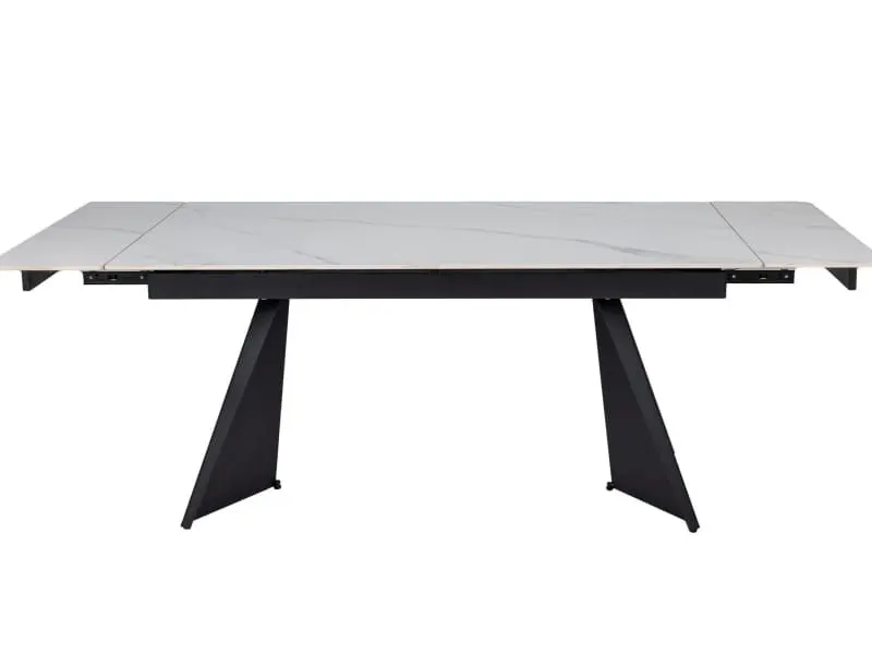 Stół ceramiczny rozkładany Laconi 160(220)x90 cm biały marmur | MIRAT styl GLAMOUR