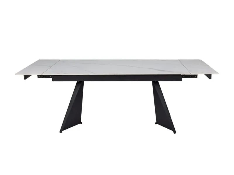 Stół ceramiczny rozkładany Laconi 160(220)x90 cm biały marmur | MIRAT styl GLAMOUR