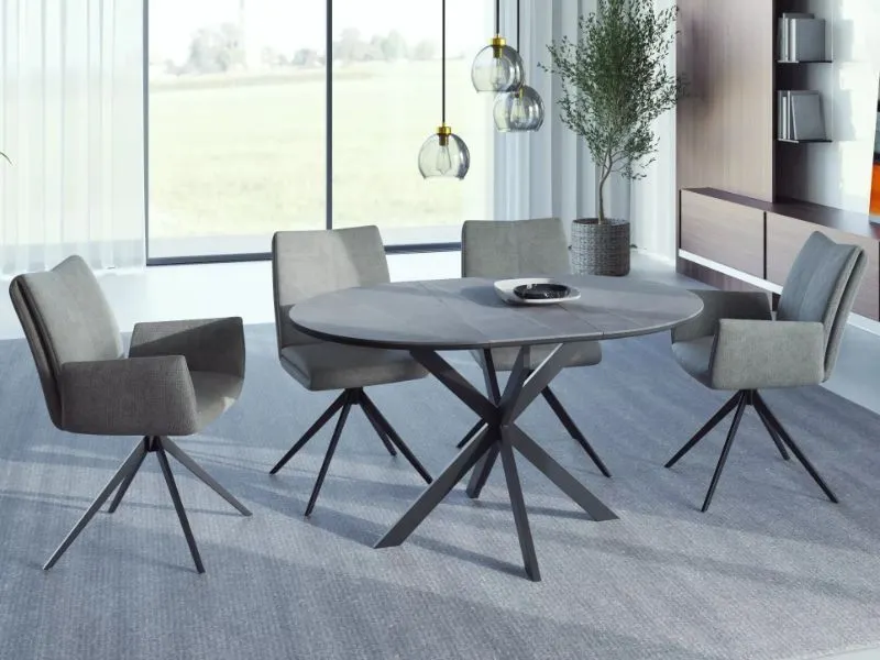 Okrągły stół ceramiczny Gaston 100(135)x100 cm szary | MIRAT styl LOFT