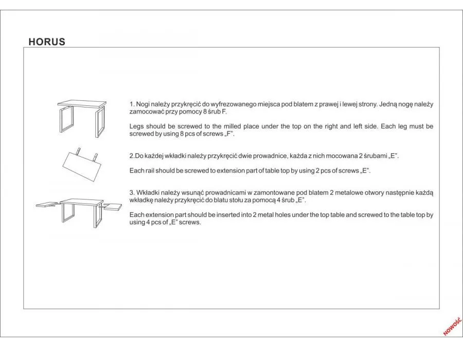 Stół HORUS 126(206)x80 jasny dąb/czarny fornirowany | MIRAT. w stylu LOFT kolekcja