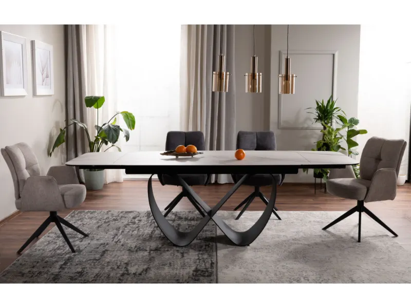 Stół ceramiczny Infinity 160(240)x95 cm z podstawą w kształcie nieskończoności | MIRAT styl LOFT