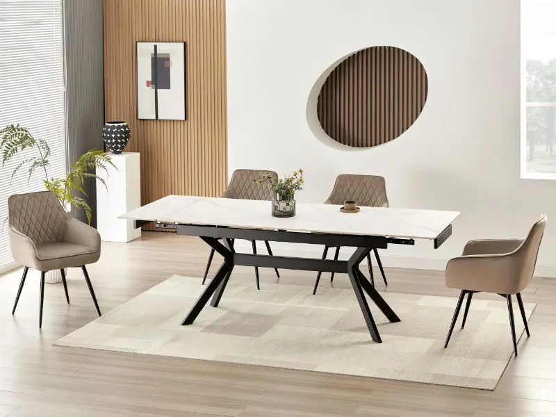 Stół ceramiczny Imperia 160-220 cm biały marmur rozkładany| MIRAT styl LOFT