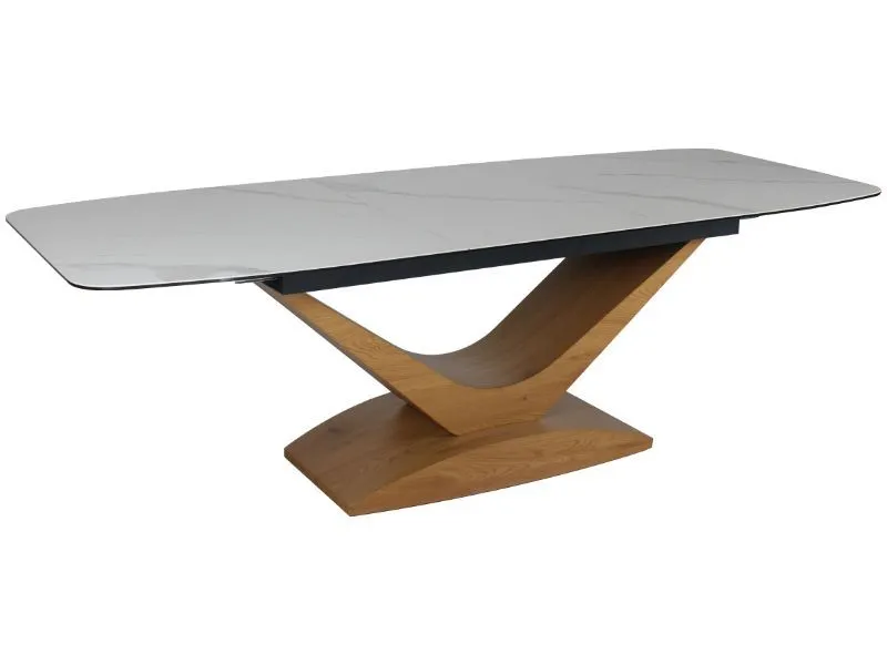 Stół ceramiczny Dolce 180(240)x95 cm biały marmur dąb | MIRAT styl LOFT