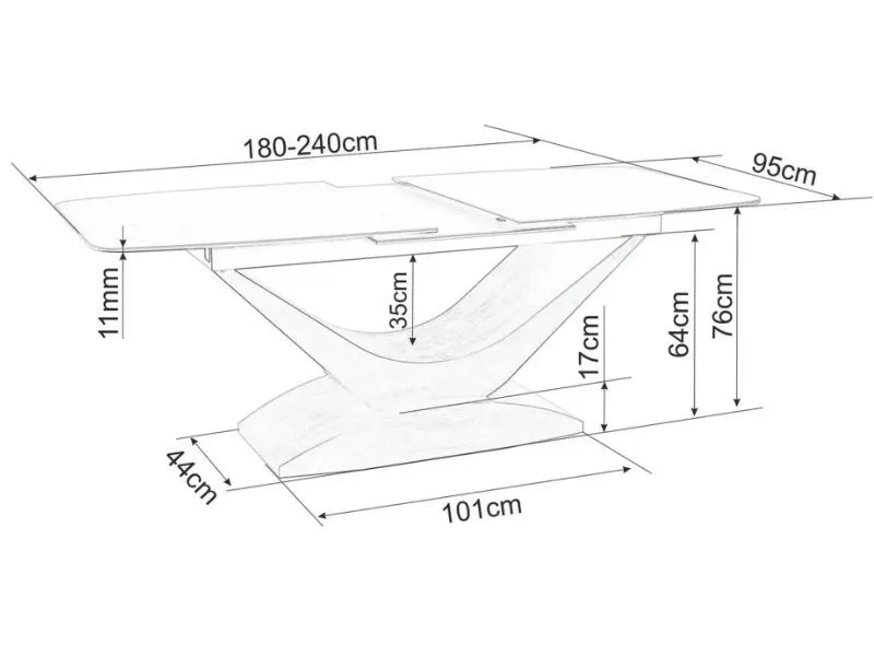 Stół ceramiczny Dolce 180(240)x95 cm biały marmur dąb | MIRAT styl LOFT