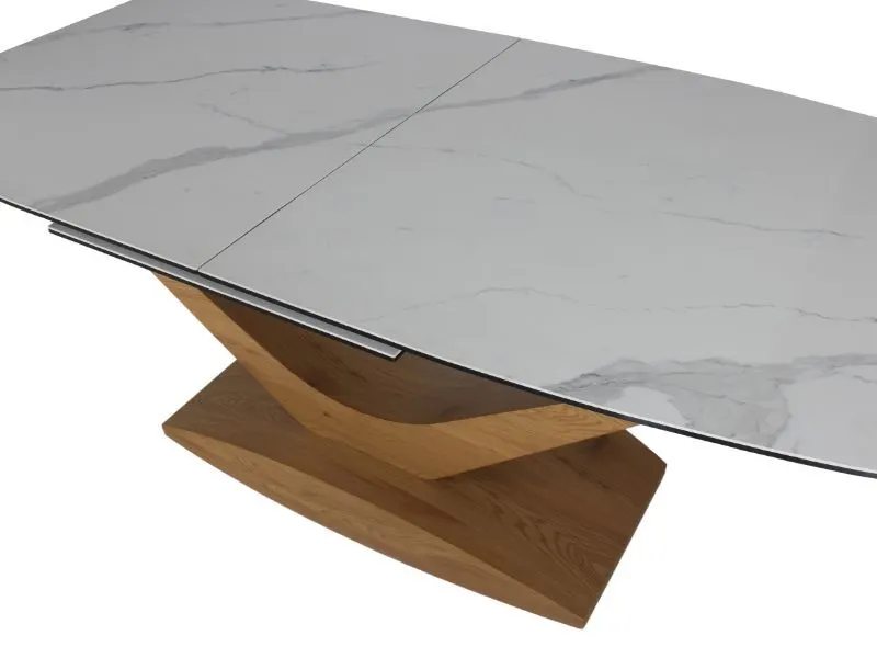 Stół ceramiczny Dolce 180(240)x95 cm biały marmur dąb | MIRAT styl LOFT