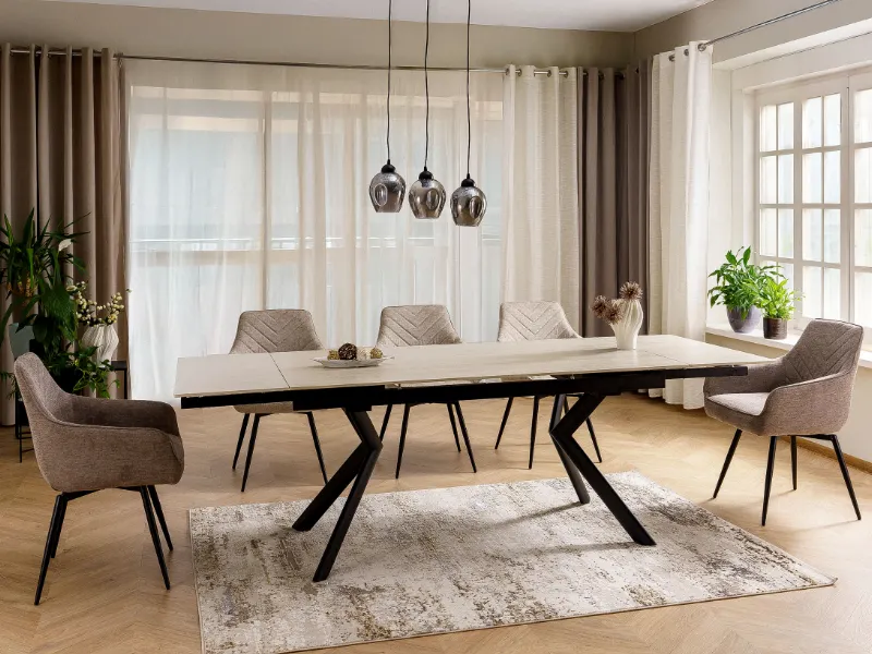 Stół ceramiczny Norton 160(240)x90 cm travertine beż | MIRAT styl LOFT