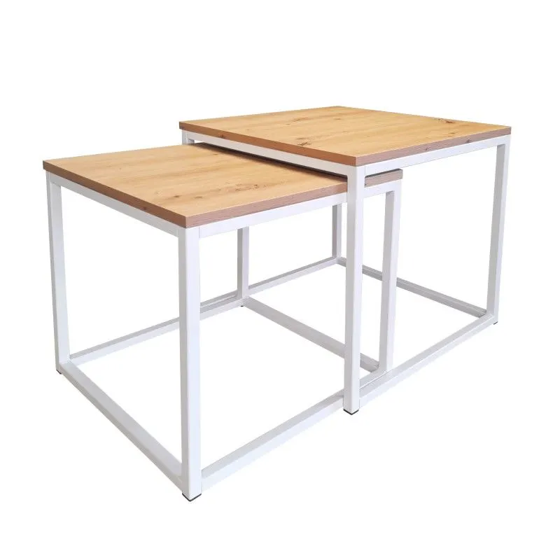 Stolik kawowy 2w1 CUBE dąb craft/biały metalowe I sklep meblowy MIRAT. styl LOFT, SKANDYNAWSKI