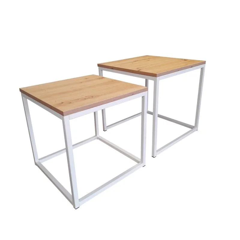 Stolik kawowy 2w1 CUBE dąb craft/biały metalowe I sklep meblowy MIRAT. styl LOFT, SKANDYNAWSKI