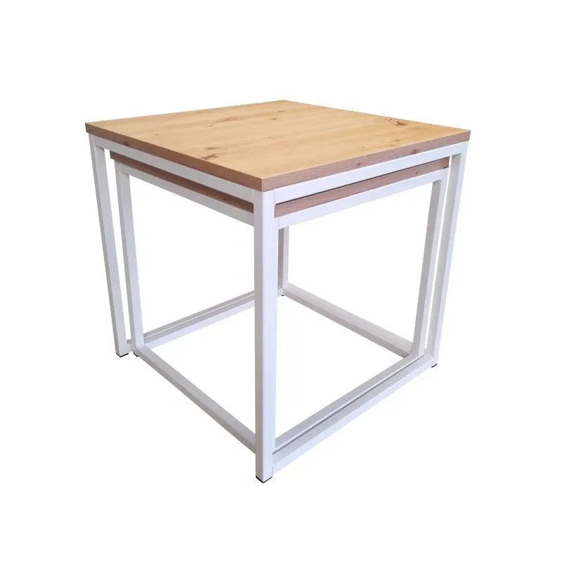 Stolik kawowy 2w1 CUBE dąb craft/biały metalowe I sklep meblowy MIRAT. styl LOFT, SKANDYNAWSKI