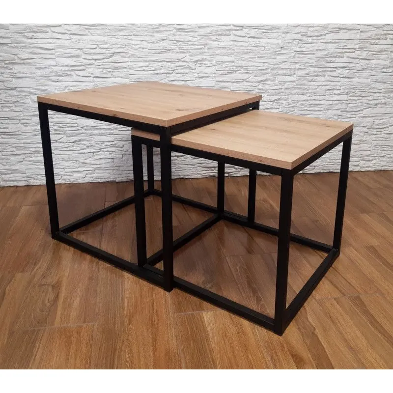 Stolik kawowy 2w1 CUBE dąb craft/czarny metalowy I sklep meblowy MIRAT. styl LOFT