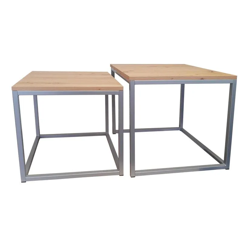 Stolik kawowy 2w1 CUBE dąb craft/srebrny loftowy I sklep meblowy MIRAT. styl LOFT