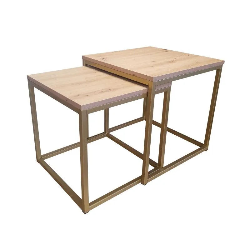 Stolik kawowy 2w1 CUBE dąb craft/złoty I kwadratowe sklep meblowy MIRAT. styl LOFT