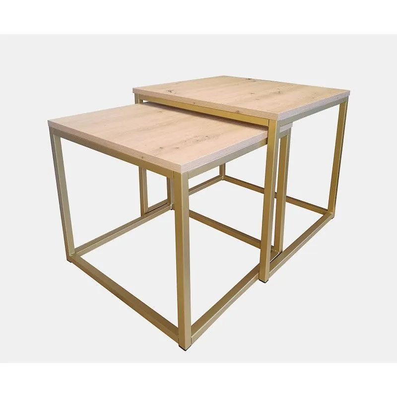 Stolik kawowy 2w1 CUBE dąb craft/złoty I kwadratowe sklep meblowy MIRAT. styl LOFT