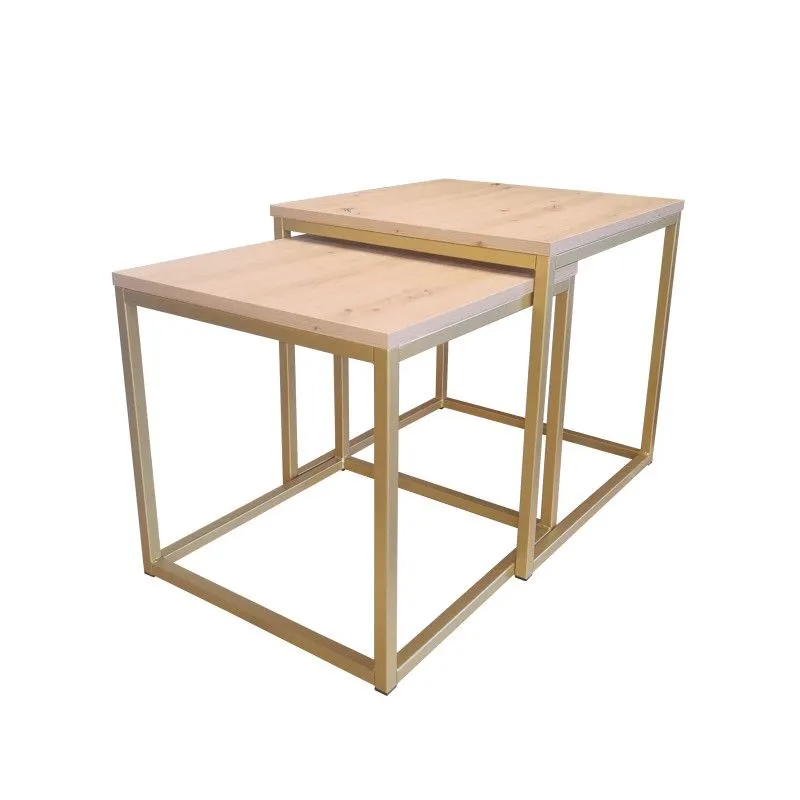 Stolik kawowy 2w1 CUBE dąb craft/złoty I kwadratowe sklep meblowy MIRAT. styl LOFT