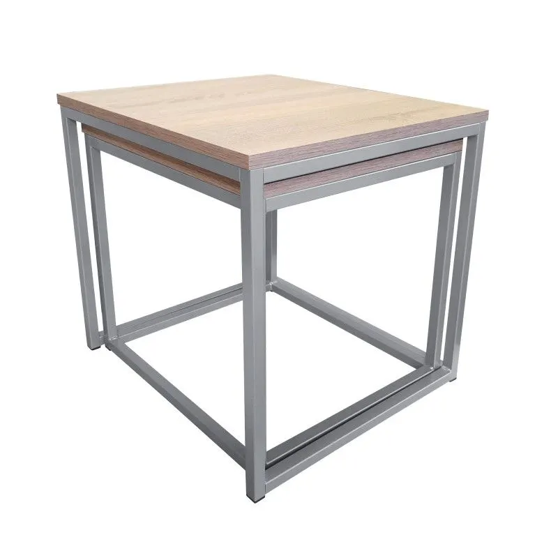 Stolik kawowy 2w1 CUBE dąb sonoma/srebrny metalowy I sklep meblowy MIRAT. styl LOFT