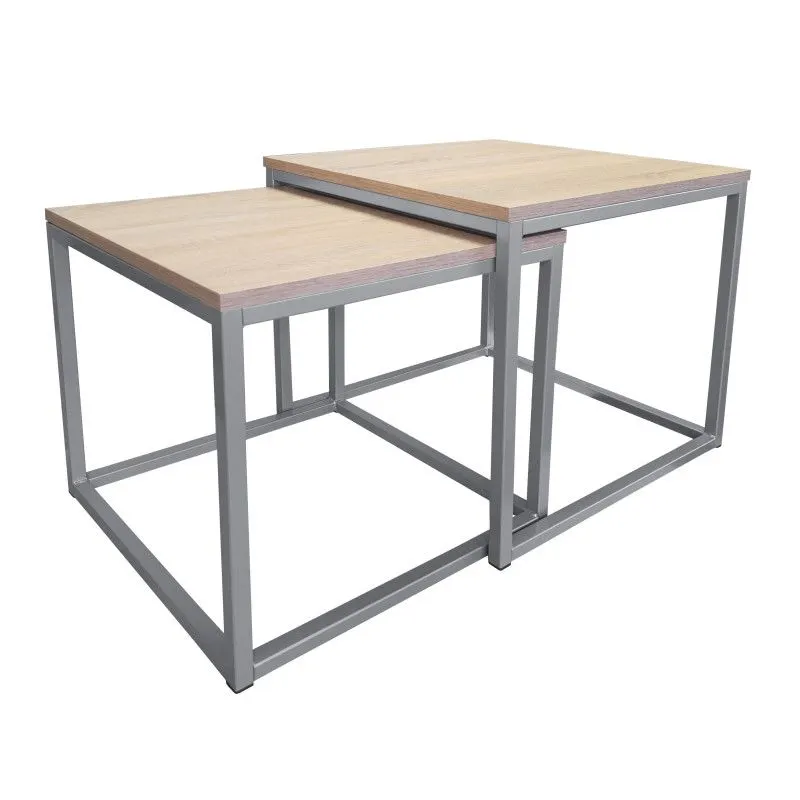 Stolik kawowy 2w1 CUBE dąb sonoma/srebrny metalowy I sklep meblowy MIRAT. styl LOFT