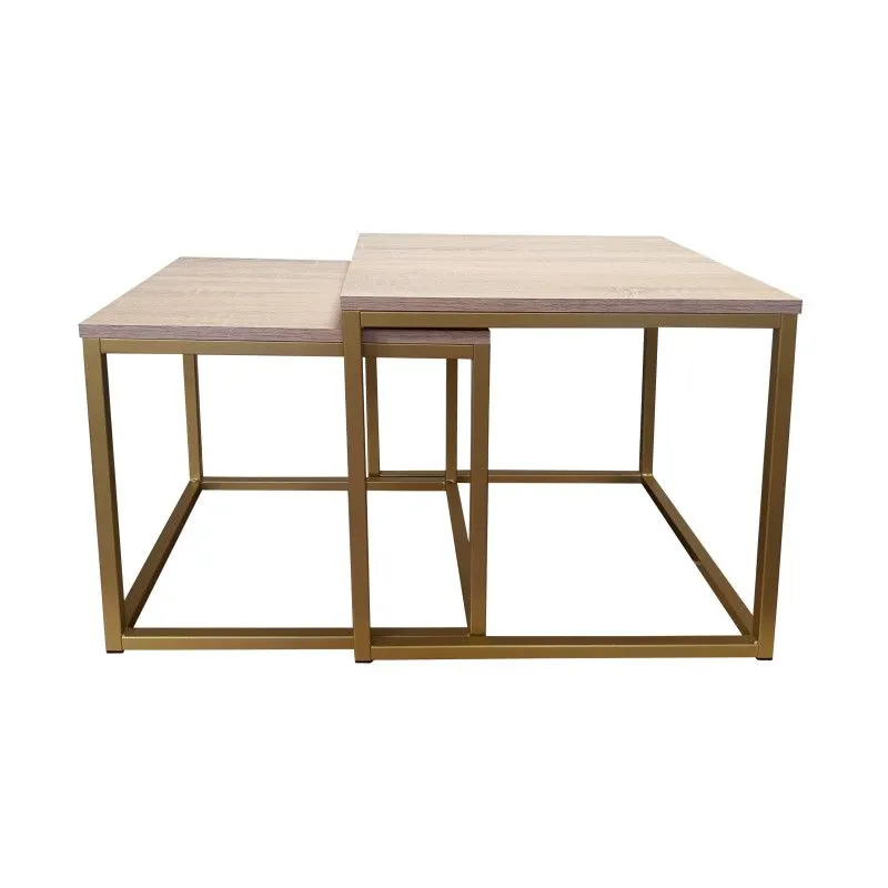 Stolik kawowy 2w1 CUBE dąb sonoma/złoty kwadratowy I sklep meblowy MIRAT. styl LOFT