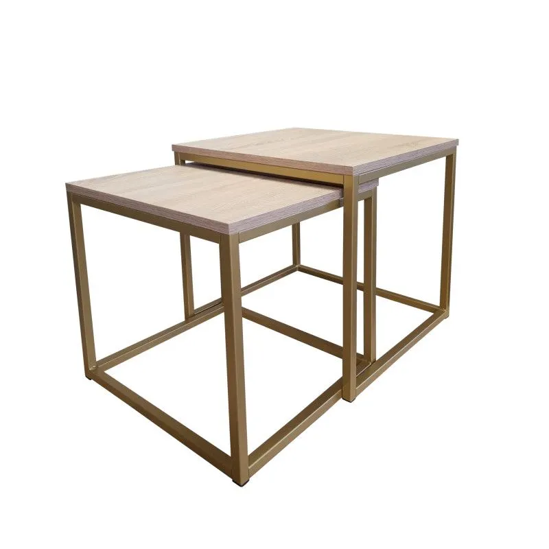 Stolik kawowy 2w1 CUBE dąb sonoma/złoty kwadratowy I sklep meblowy MIRAT. styl LOFT