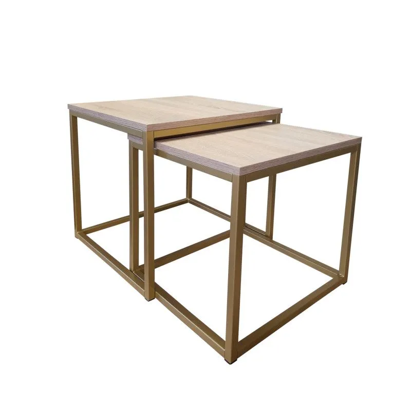 Stolik kawowy 2w1 CUBE dąb sonoma/złoty kwadratowy I sklep meblowy MIRAT. styl LOFT