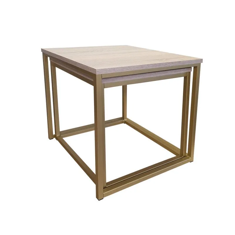 Stolik kawowy 2w1 CUBE dąb sonoma/złoty kwadratowy I sklep meblowy MIRAT. styl LOFT