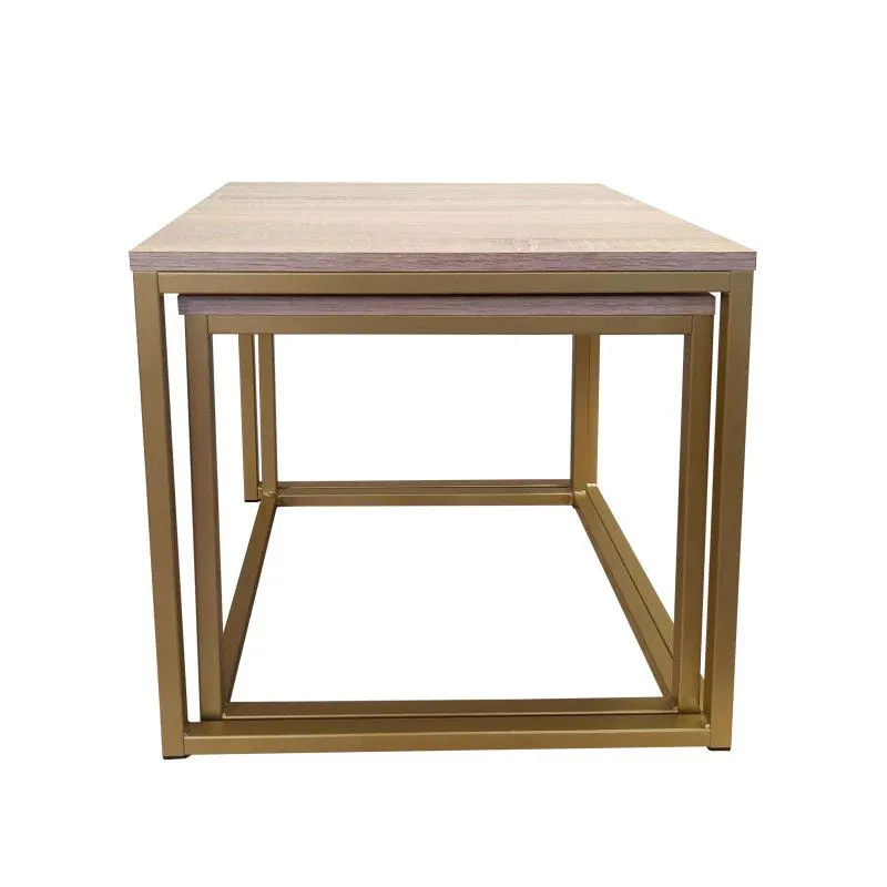 Stolik kawowy 2w1 CUBE dąb sonoma/złoty kwadratowy I sklep meblowy MIRAT. styl LOFT