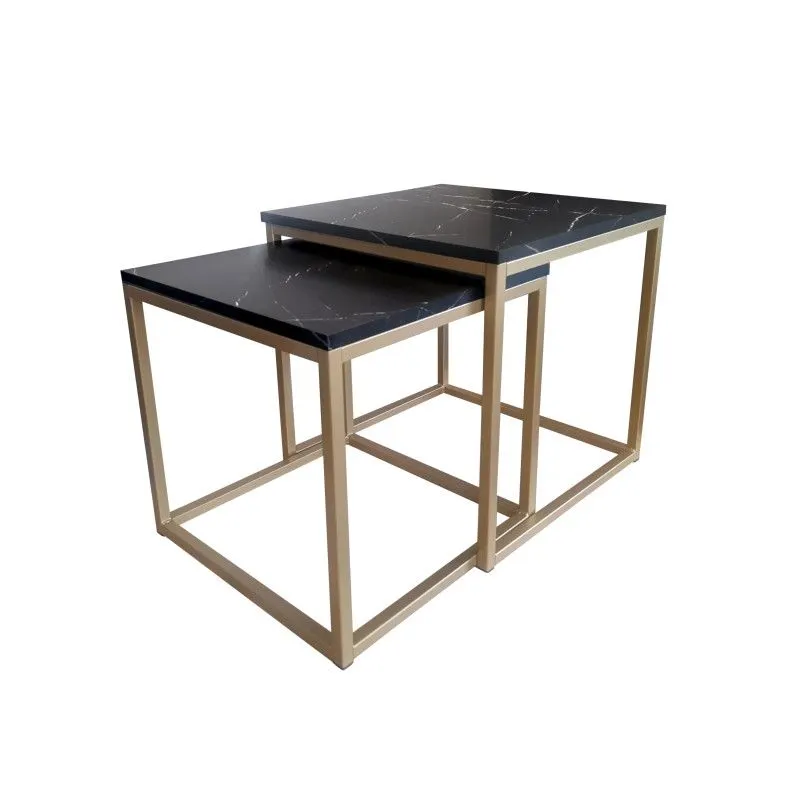 Stolik kawowy 2w1 CUBE marmur czarny/złoty metalowy I sklep meblowy MIRAT. styl LOFT
