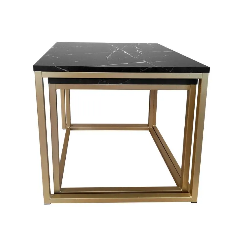 Stolik kawowy 2w1 CUBE marmur czarny/złoty metalowy I sklep meblowy MIRAT. styl LOFT