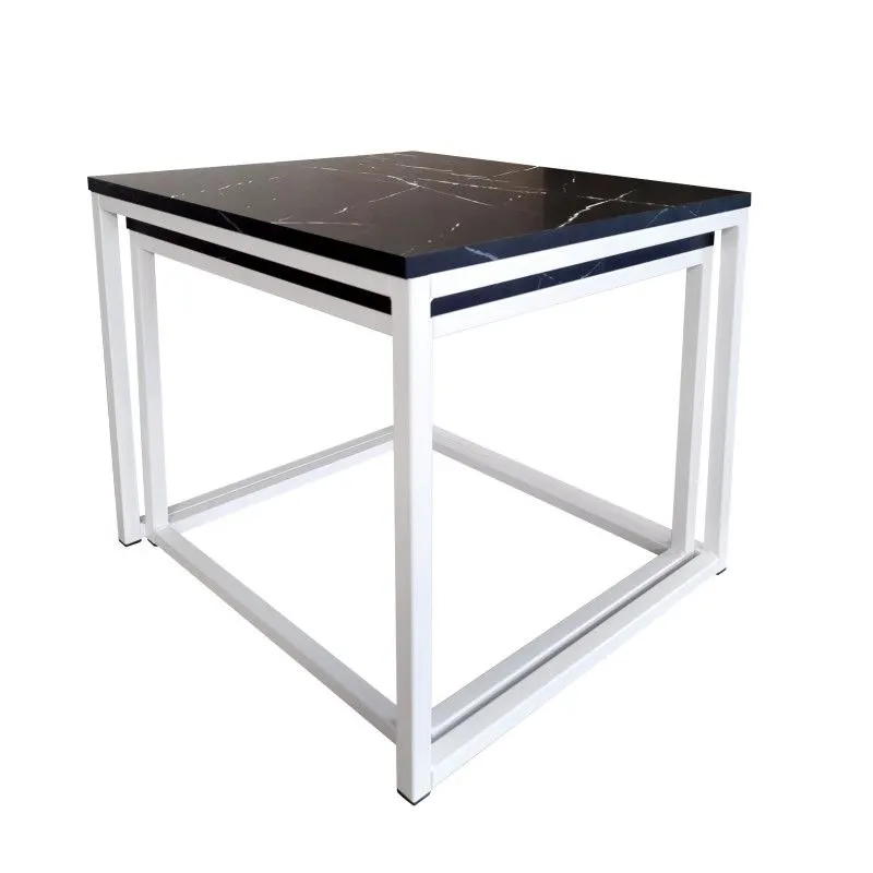 Stolik kawowy 2w1 CUBE marmur czarny/biały metalowy I sklep meblowy MIRAT. styl LOFT, SKANDYNAWSKI