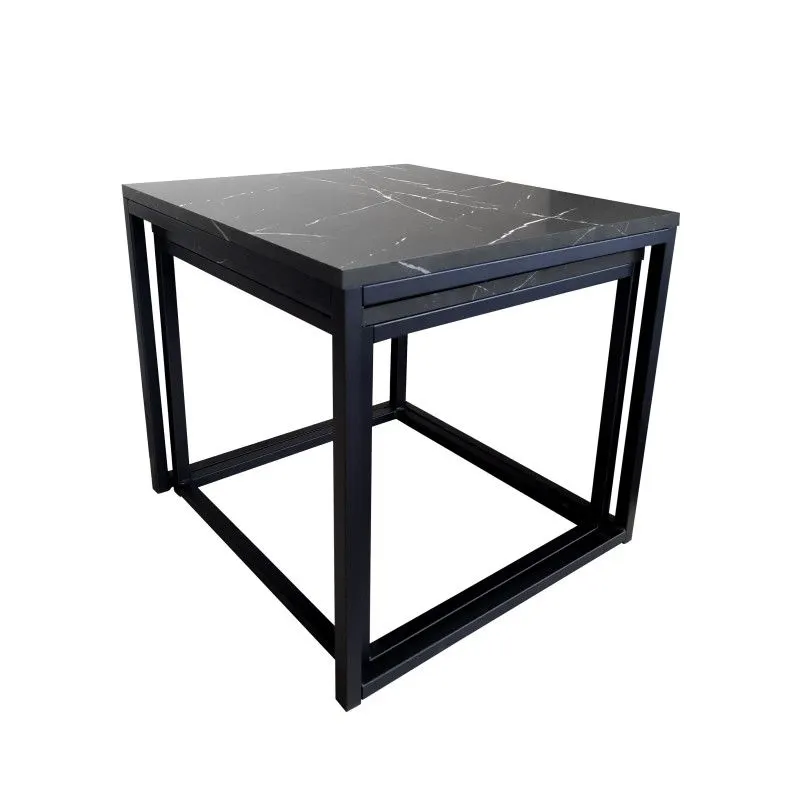 Stolik kawowy 2w1 CUBE marmur czarny kwadratowy I sklep meblowy MIRAT. styl LOFT