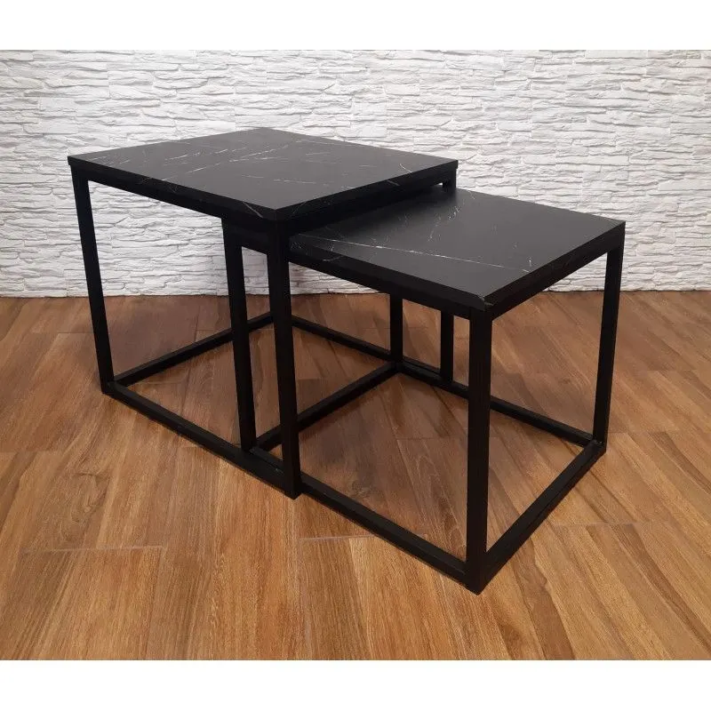 Stolik kawowy 2w1 CUBE marmur czarny kwadratowy I sklep meblowy MIRAT. styl LOFT