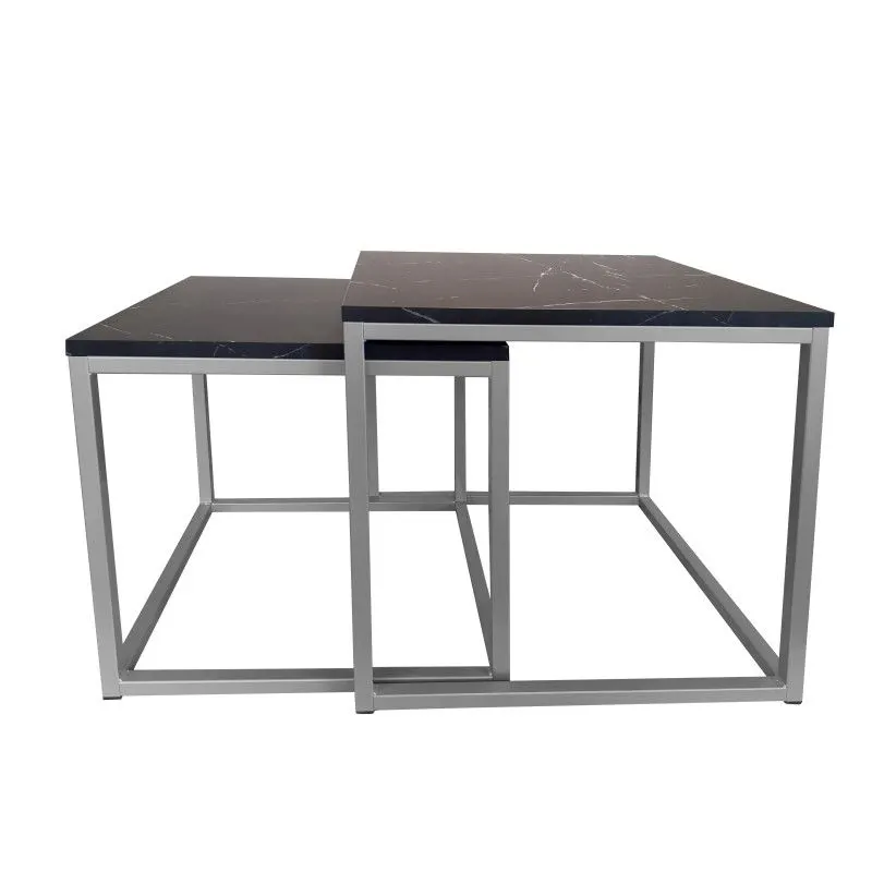 Stolik kawowy 2w1 CUBE marmur czarny/srebrny loftowy I sklep meblowy MIRAT. styl LOFT