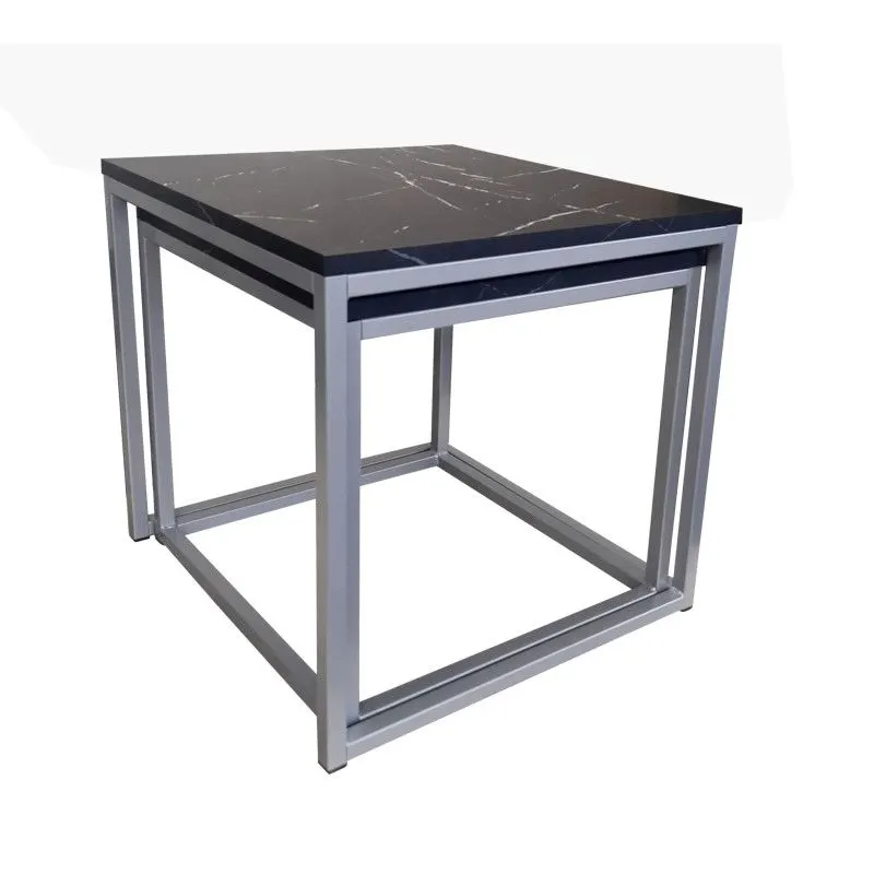 Stolik kawowy 2w1 CUBE marmur czarny/srebrny loftowy I sklep meblowy MIRAT. styl LOFT