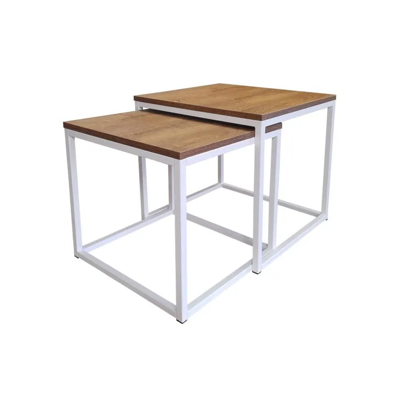 Stolik kawowy 2w1 CUBE orzech/biały kwadratowy I sklep meblowy MIRAT. styl LOFT, SKANDYNAWSKI