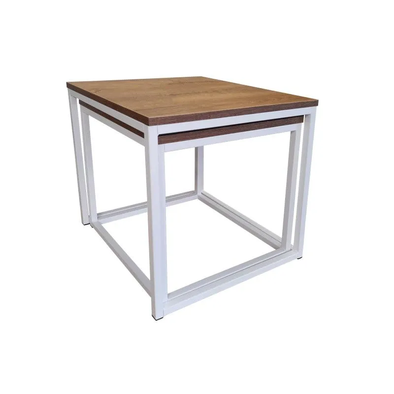 Stolik kawowy 2w1 CUBE orzech/biały kwadratowy I sklep meblowy MIRAT. styl LOFT, SKANDYNAWSKI