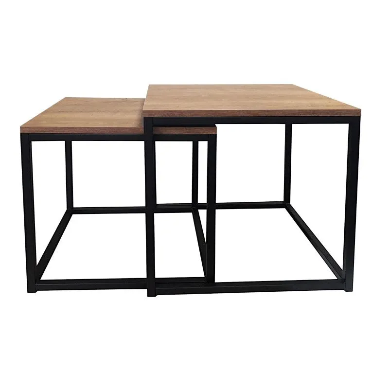 Stolik kawowy 2w1 CUBE orzech/czarny loftowy I sklep meblowy MIRAT. styl LOFT