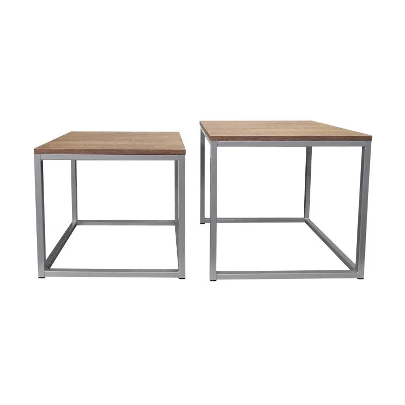 Stolik kawowy 2w1 CUBE orzech/srebrny metalowy I sklep meblowy MIRAT. styl LOFT